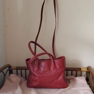 **Red Leather Convertible Handbag